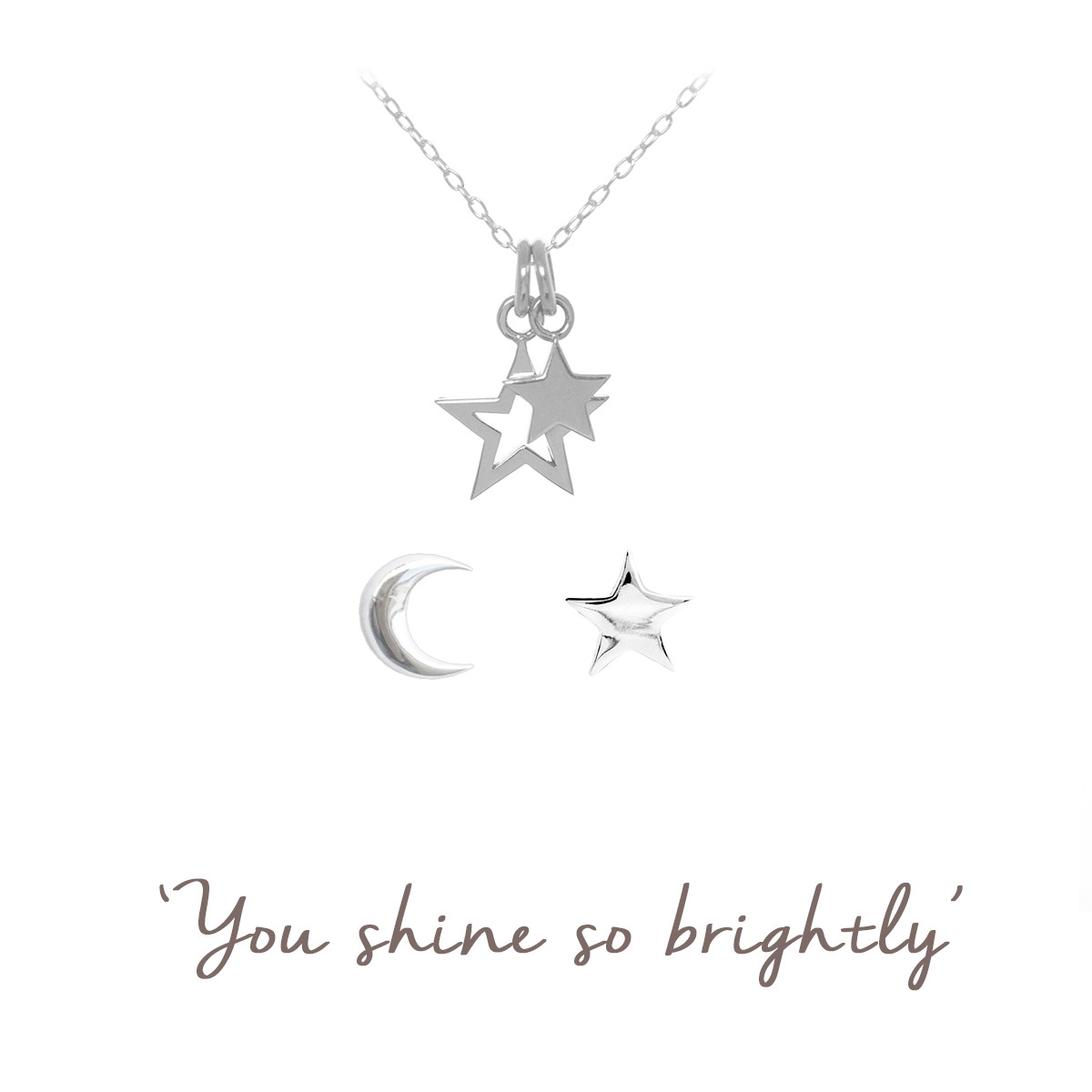 Silver Star Necklace and Earring Set