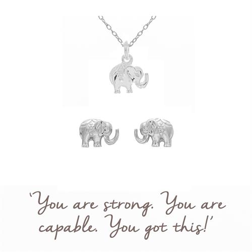 Buy Baby Elephant Necklace & Earrings Gift Set | Sterling Silver