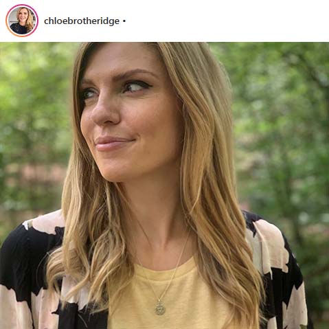 chloe brotheridge wearing mantra necklace