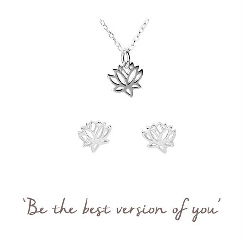 Buy Lotus Necklace & Earrings Gift Set | Sterling Silver & Gold