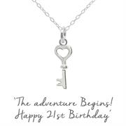 21st Birthday Key Necklace - Sterling Silver